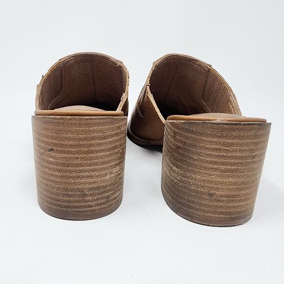 Madewell Mules Women 10 Carey Cognac Brown Leather Slip On Stacked Heel AH759 - Picture 5 of 11